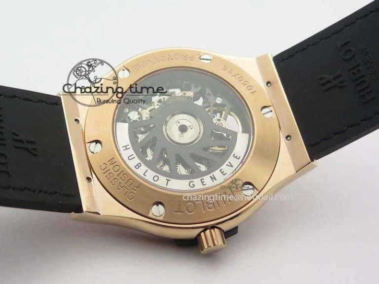 EasyMatch Fusion Tourbillon 45mm RG TF Best Edition Skeleton Dial On Black Gummy Strap A23J 6969