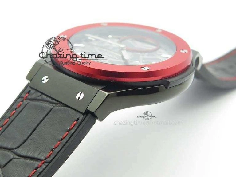Fusion Tourbillon 45mm TF Best Edition Red Bezel Skeleton Dial On Gummy Strap A23J Versatile 6963