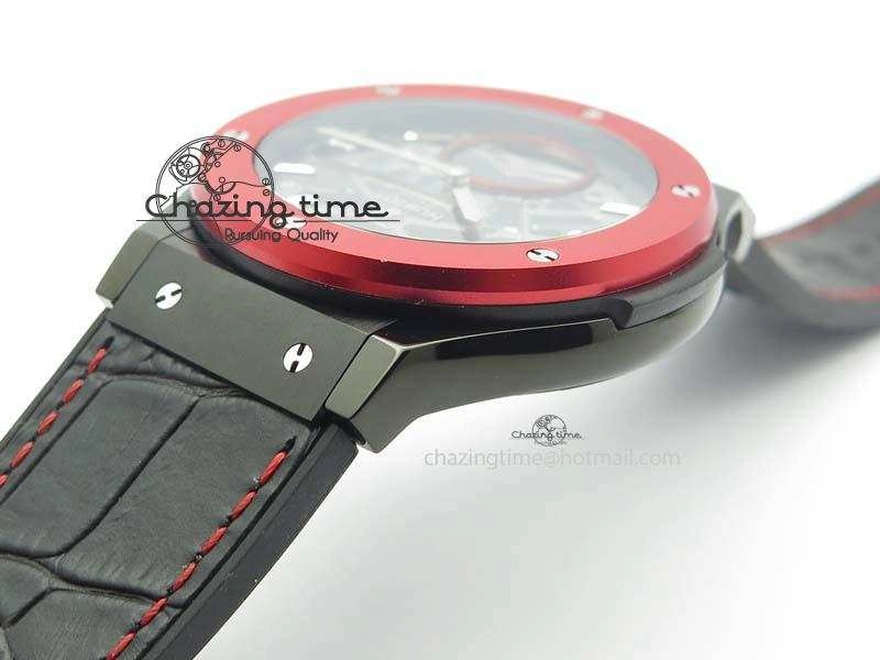 Fusion Tourbillon 45mm TF Best Edition Red Bezel Skeleton Dial On Gummy Strap A23J Versatile 6963