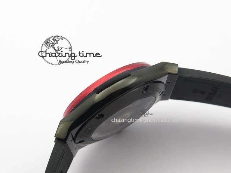 Fusion Tourbillon 45mm TF Best Edition Red Bezel Skeleton Dial On Gummy Strap A23J Versatile 6963