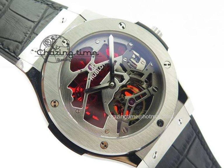Fusion Tourbillon 45mm TF Best Edition Red Skeleton Dial On Black Gummy Strap A23J Cozy 6966