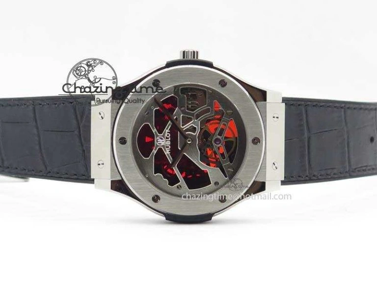 Fusion Tourbillon 45mm TF Best Edition Red Skeleton Dial On Black Gummy Strap A23J Cozy 6966