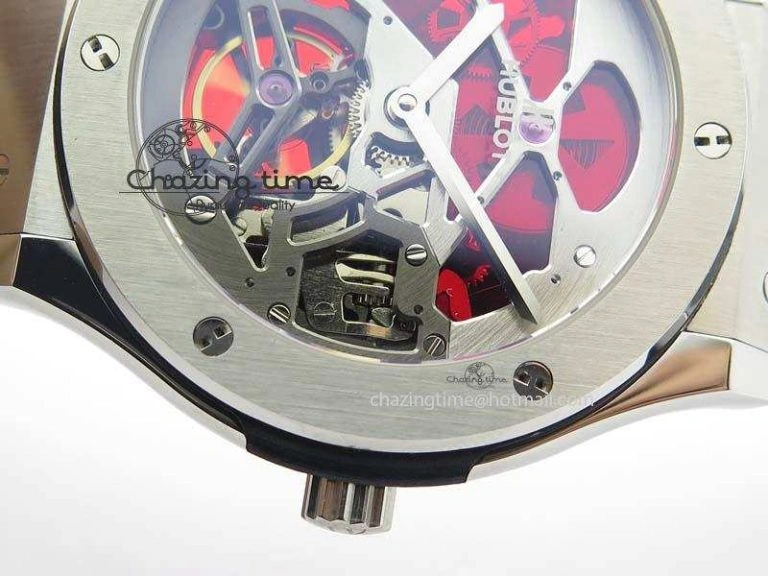 Fusion Tourbillon 45mm TF Best Edition Red Skeleton Dial On Black Gummy Strap A23J Cozy 6966