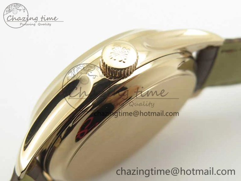 WaterResistant The Erotic Timepiece RG White Dial RG Markers on Brown Leather Strap A23J 8995