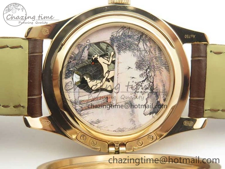 WaterResistant The Erotic Timepiece RG White Dial RG Markers on Brown Leather Strap A23J 8995