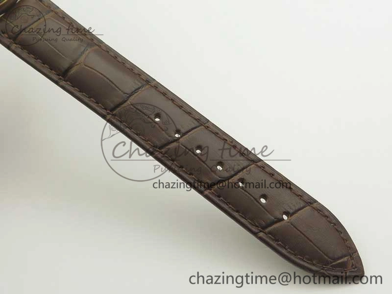 WaterResistant The Erotic Timepiece RG White Dial RG Markers on Brown Leather Strap A23J 8995