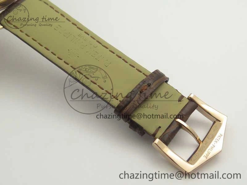 WaterResistant The Erotic Timepiece RG White Dial RG Markers on Brown Leather Strap A23J 8995