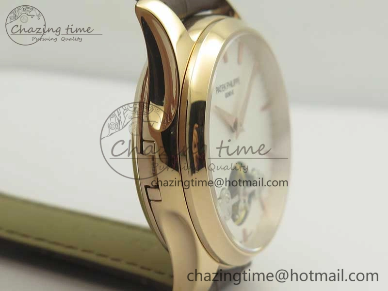 WaterResistant The Erotic Timepiece RG White Dial RG Markers on Brown Leather Strap A23J 8995