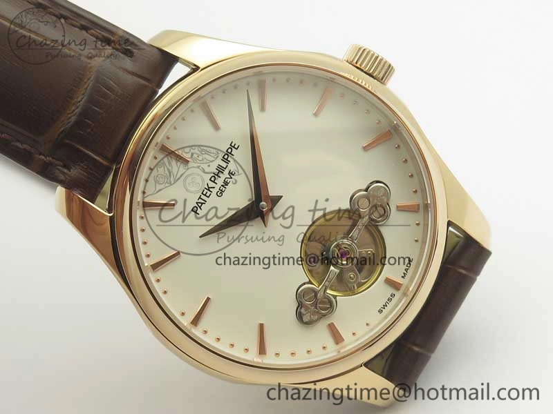WaterResistant The Erotic Timepiece RG White Dial RG Markers on Brown Leather Strap A23J 8995