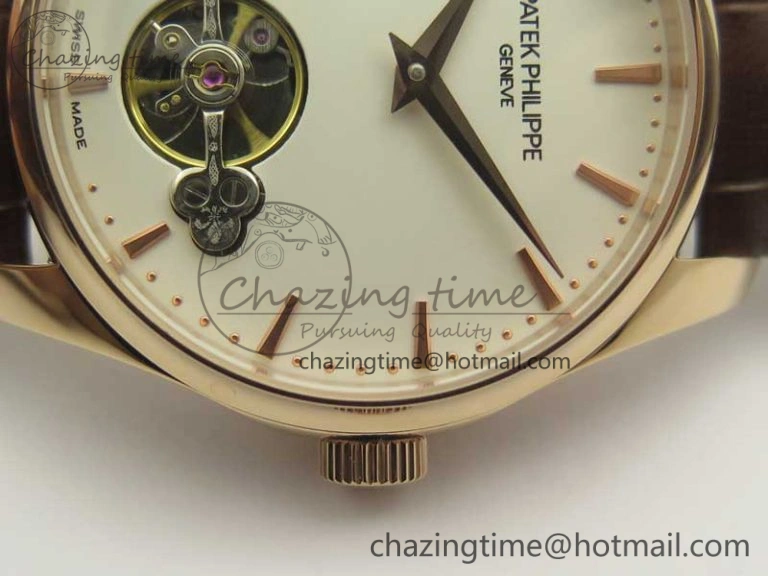 WaterResistant The Erotic Timepiece RG White Dial RG Markers on Brown Leather Strap A23J 8995