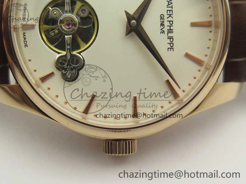 WaterResistant The Erotic Timepiece RG White Dial RG Markers on Brown Leather Strap A23J 8995