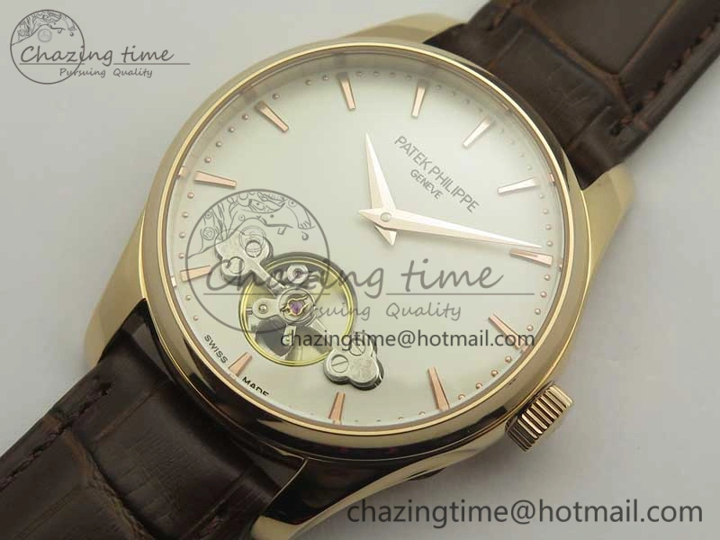 WaterResistant The Erotic Timepiece RG White Dial RG Markers on Brown Leather Strap A23J 8995
