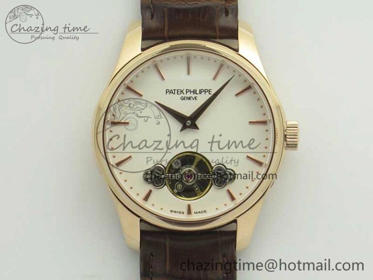 WaterResistant The Erotic Timepiece RG White Dial RG Markers on Brown Leather Strap A23J 8995