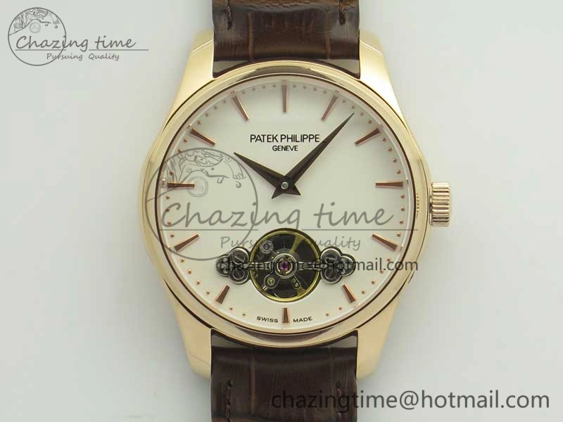 WaterResistant The Erotic Timepiece RG White Dial RG Markers on Brown Leather Strap A23J 8995