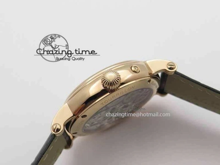 Tourbillon Big Date RG White Textured Dial On Black Leather Strap Comfortable 9052