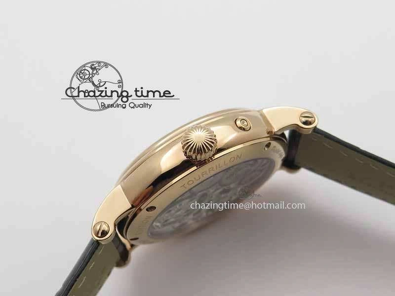 Tourbillon Big Date RG White Textured Dial On Black Leather Strap Comfortable 9052