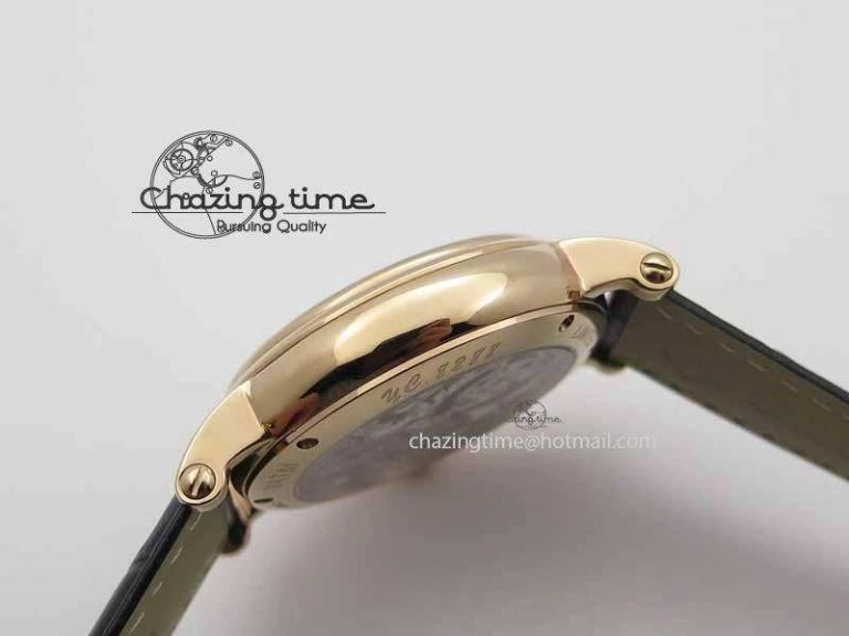 Tourbillon Big Date RG White Textured Dial On Black Leather Strap Comfortable 9052