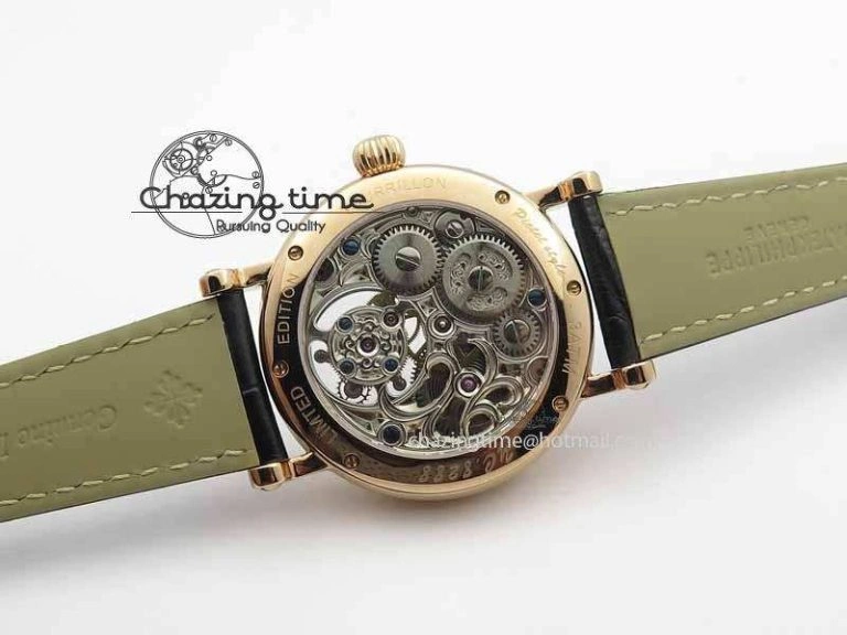 Tourbillon Big Date RG White Textured Dial On Black Leather Strap Comfortable 9052