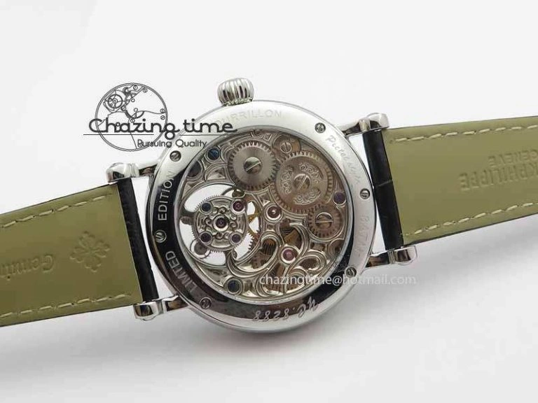 Tourbillon Big Date SS White Textured Dial On Black Leather Strap FastDry 9053