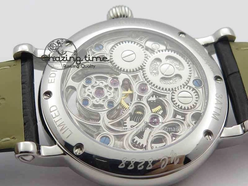 Tourbillon Big Date SS White Textured Dial On Black Leather Strap FastDry 9053