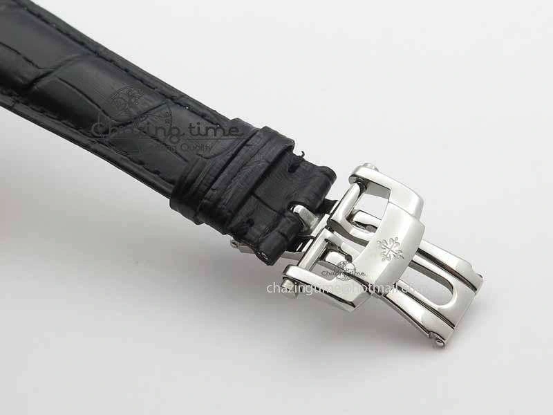 Tourbillon Big Date SS White Textured Dial On Black Leather Strap FastDry 9053