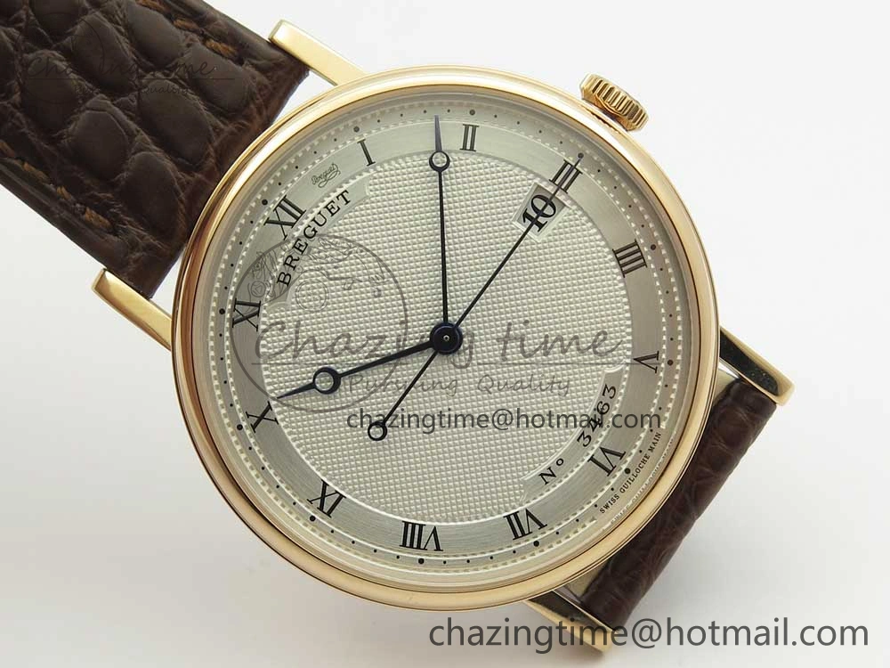 Stretchable Classique Auto 5177 RG 3463 MK 1:1 Best Edition White Dial Numeral Markers On Brown Leather A777Q V 5339