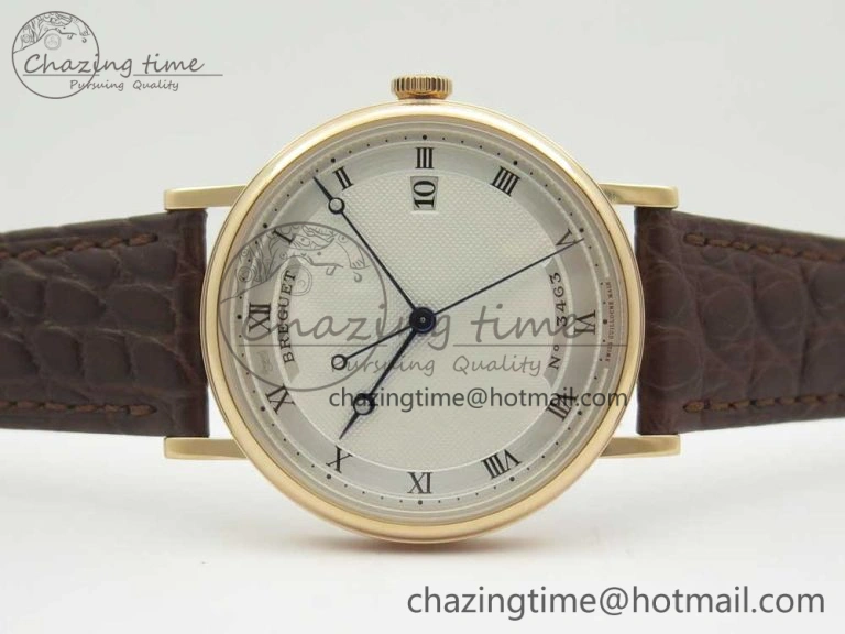 Stretchable Classique Auto 5177 RG 3463 MK 1:1 Best Edition White Dial Numeral Markers On Brown Leather A777Q V 5339