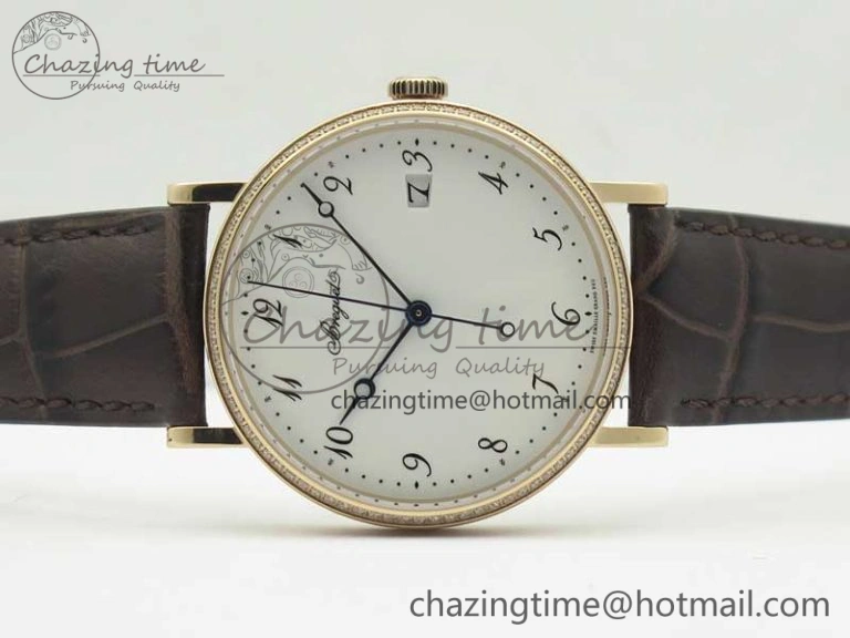 ZeroBulk Classique Auto 5177 RG FK 1:1 Best Edition White Dial Diamonds Bezel on Brown Leather Strap MIYOTA 10709