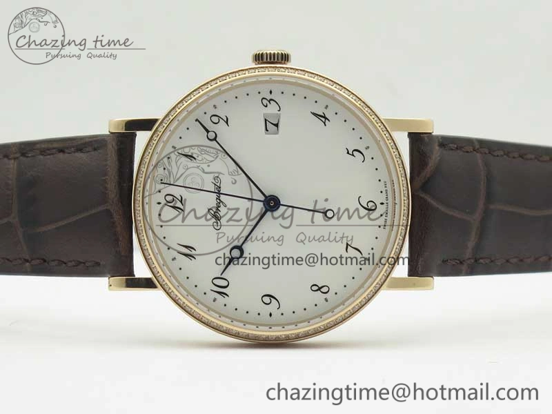 ZeroBulk Classique Auto 5177 RG FK 1:1 Best Edition White Dial Diamonds Bezel on Brown Leather Strap MIYOTA 10709