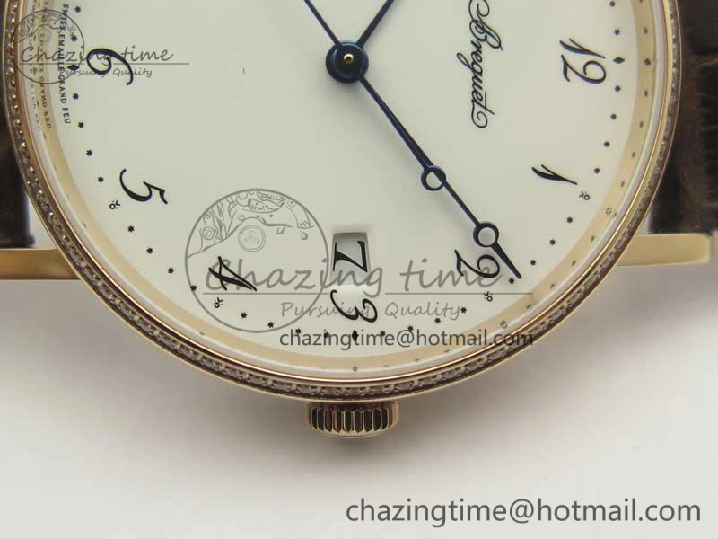 ZeroBulk Classique Auto 5177 RG FK 1:1 Best Edition White Dial Diamonds Bezel on Brown Leather Strap MIYOTA 10709