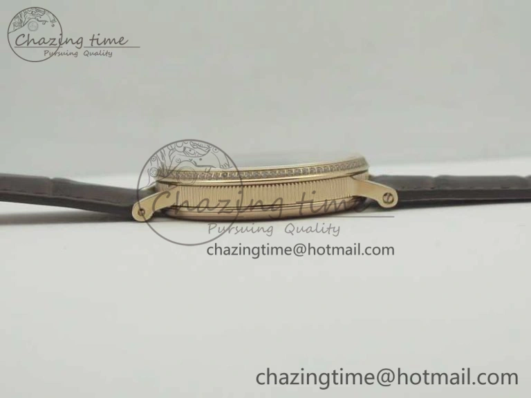 ZeroBulk Classique Auto 5177 RG FK 1:1 Best Edition White Dial Diamonds Bezel on Brown Leather Strap MIYOTA 10709