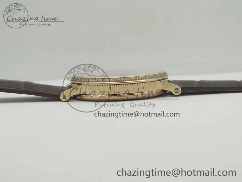 ZeroBulk Classique Auto 5177 RG FK 1:1 Best Edition White Dial Diamonds Bezel on Brown Leather Strap MIYOTA 10709