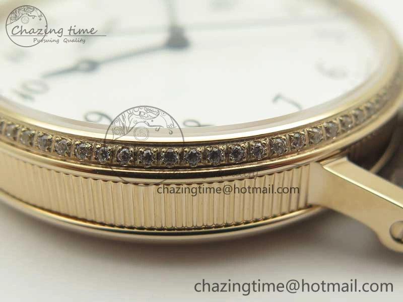 ZeroBulk Classique Auto 5177 RG FK 1:1 Best Edition White Dial Diamonds Bezel on Brown Leather Strap MIYOTA 10709
