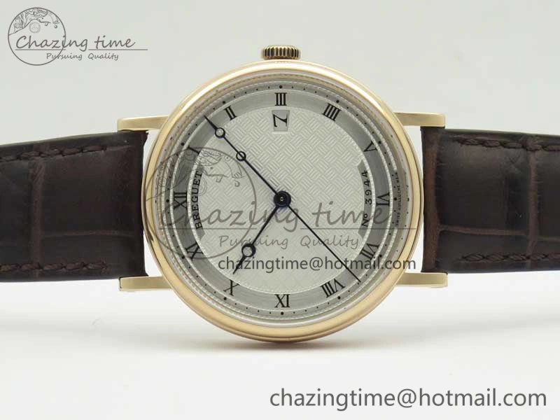 DailyWear Classique Auto 5177 RG FK 1:1 Best Edition White Plaid Textured Dial on Brown Leather Strap MIYOTA 5356