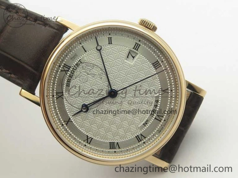 DailyWear Classique Auto 5177 RG FK 1:1 Best Edition White Plaid Textured Dial on Brown Leather Strap MIYOTA 5356