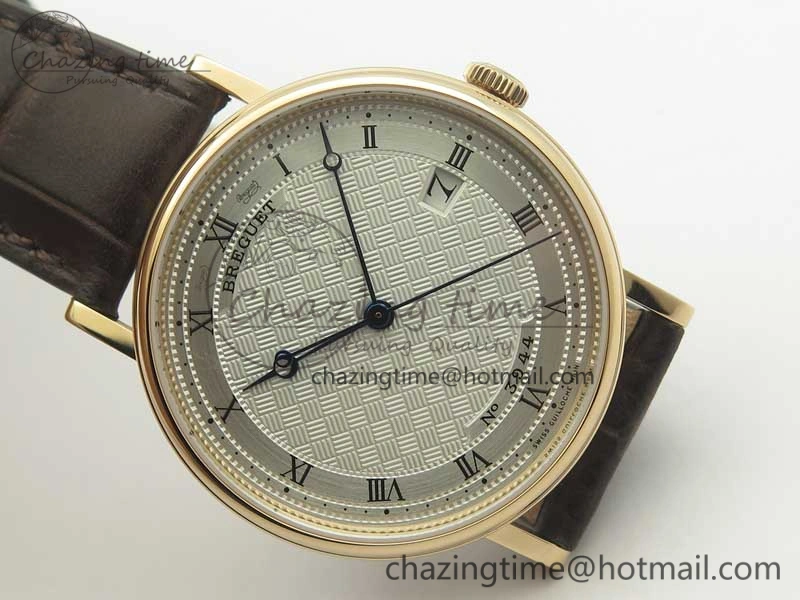 DailyWear Classique Auto 5177 RG FK 1:1 Best Edition White Plaid Textured Dial on Brown Leather Strap MIYOTA 5356