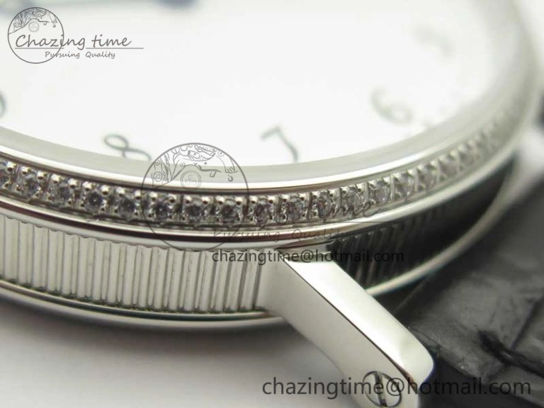Classique Auto 5177 SS FK 1:1 Best Edition White Dial Diamonds Bezel on Black Leather Strap MIYOTA Tailored 5349