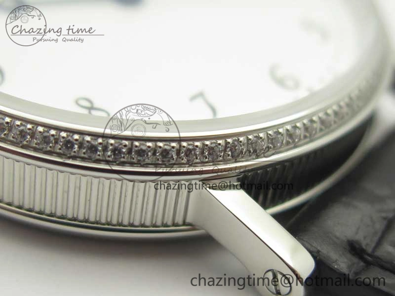 Classique Auto 5177 SS FK 1:1 Best Edition White Dial Diamonds Bezel on Black Leather Strap MIYOTA Tailored 5349