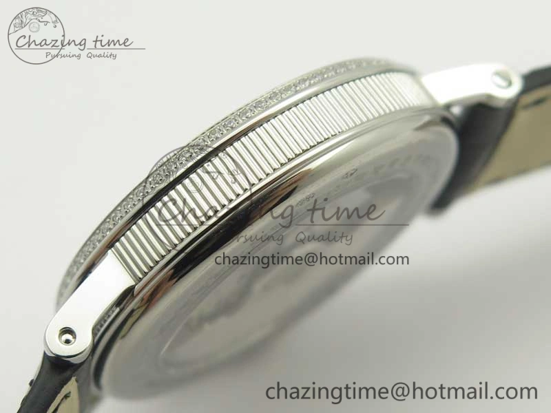Classique Auto 5177 SS FK 1:1 Best Edition White Dial Diamonds Bezel on Black Leather Strap MIYOTA Tailored 5349