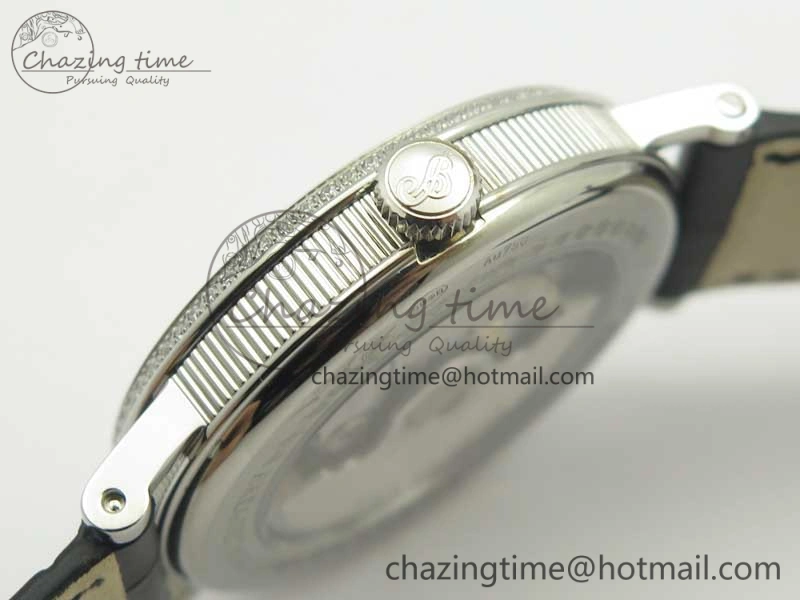Classique Auto 5177 SS FK 1:1 Best Edition White Dial Diamonds Bezel on Black Leather Strap MIYOTA Tailored 5349