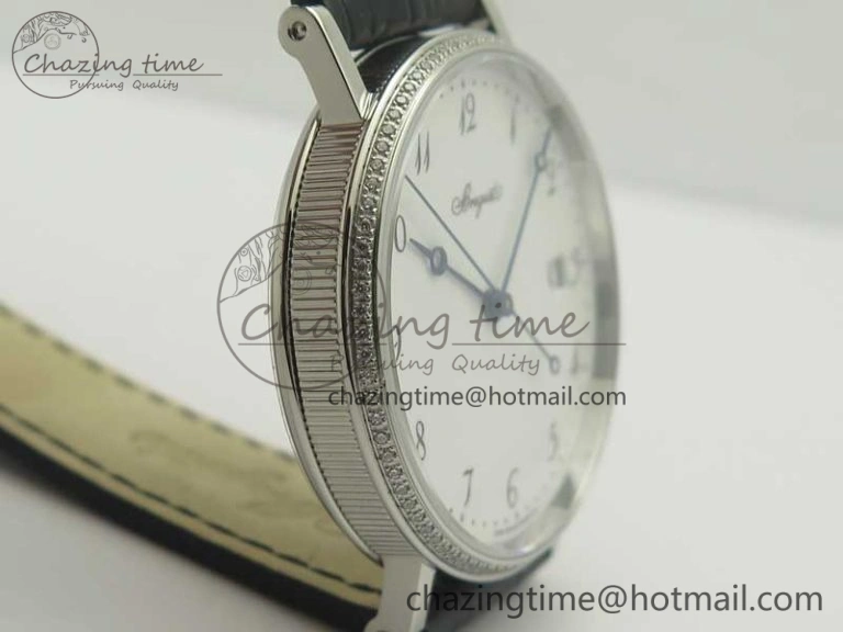 Classique Auto 5177 SS FK 1:1 Best Edition White Dial Diamonds Bezel on Black Leather Strap MIYOTA Tailored 5349