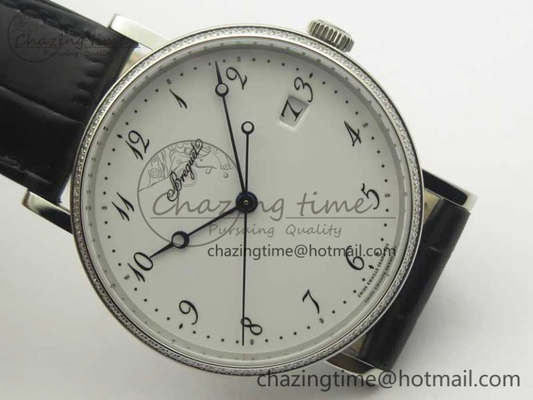 Classique Auto 5177 SS FK 1:1 Best Edition White Dial Diamonds Bezel on Black Leather Strap MIYOTA Tailored 5349