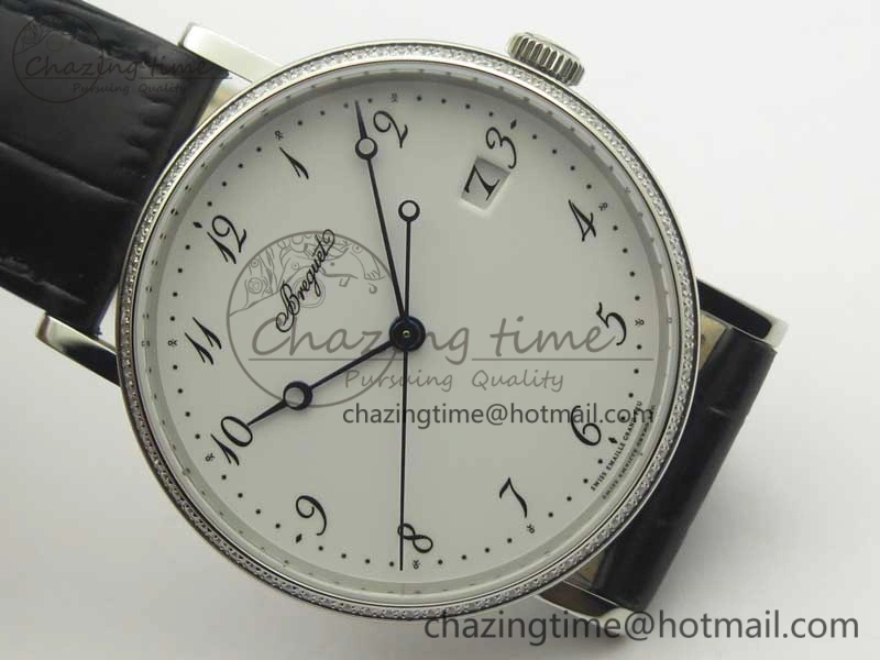Classique Auto 5177 SS FK 1:1 Best Edition White Dial Diamonds Bezel on Black Leather Strap MIYOTA Tailored 5349
