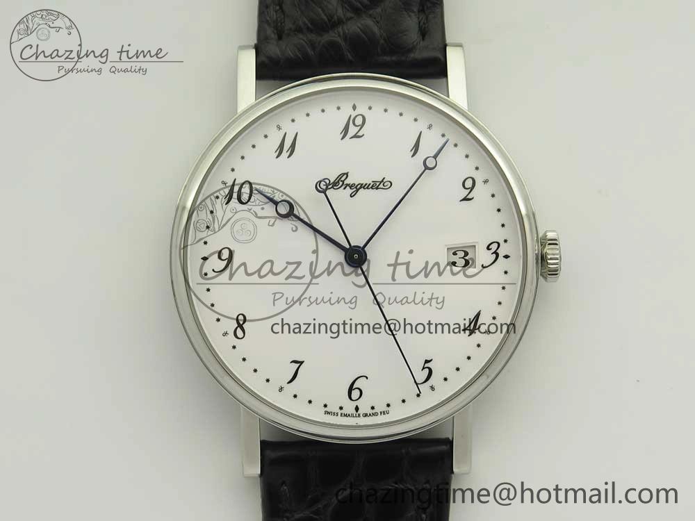 Colorful Classique Auto 5177 SS MK 1:1 Best Edition White Dial On Black Leather Strap A777Q V 5331