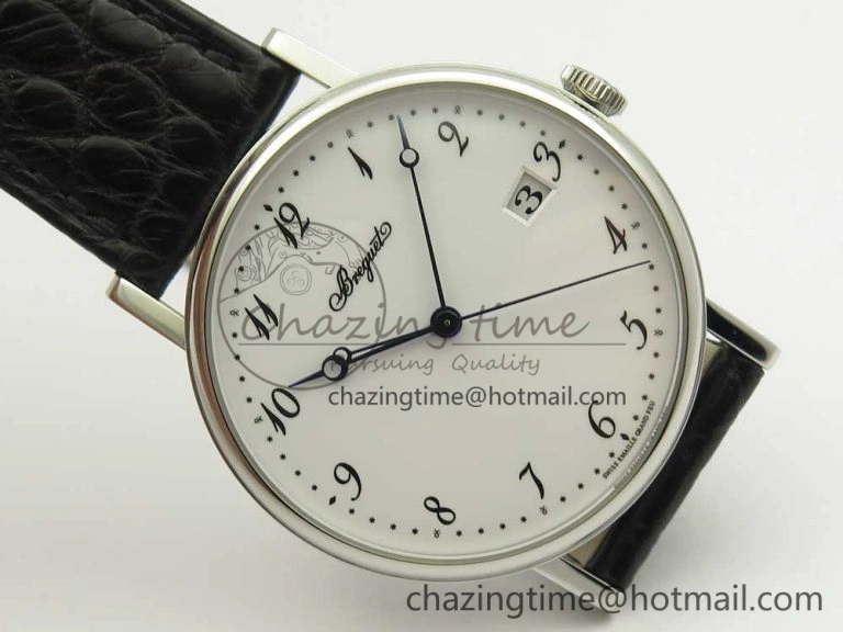 Colorful Classique Auto 5177 SS MK 1:1 Best Edition White Dial On Black Leather Strap A777Q V 5331