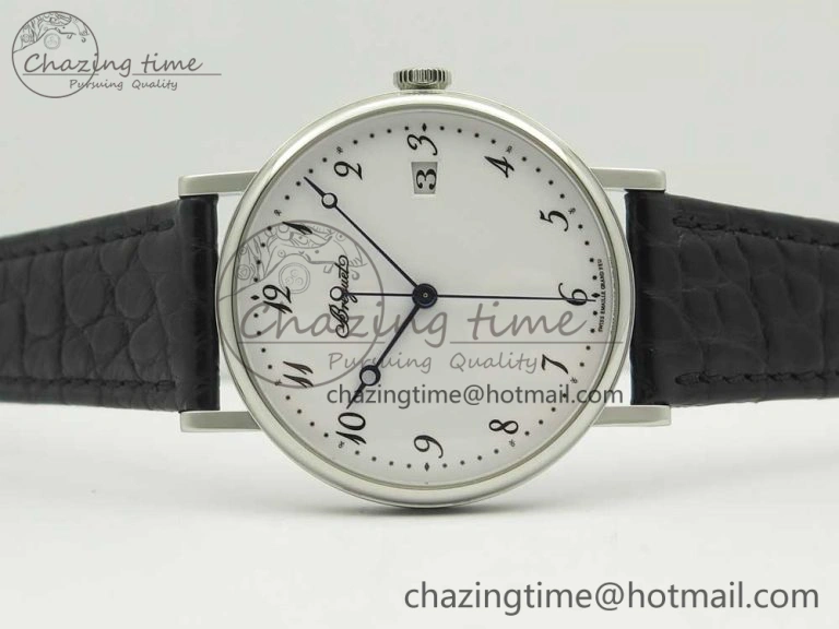 Colorful Classique Auto 5177 SS MK 1:1 Best Edition White Dial On Black Leather Strap A777Q V 5331