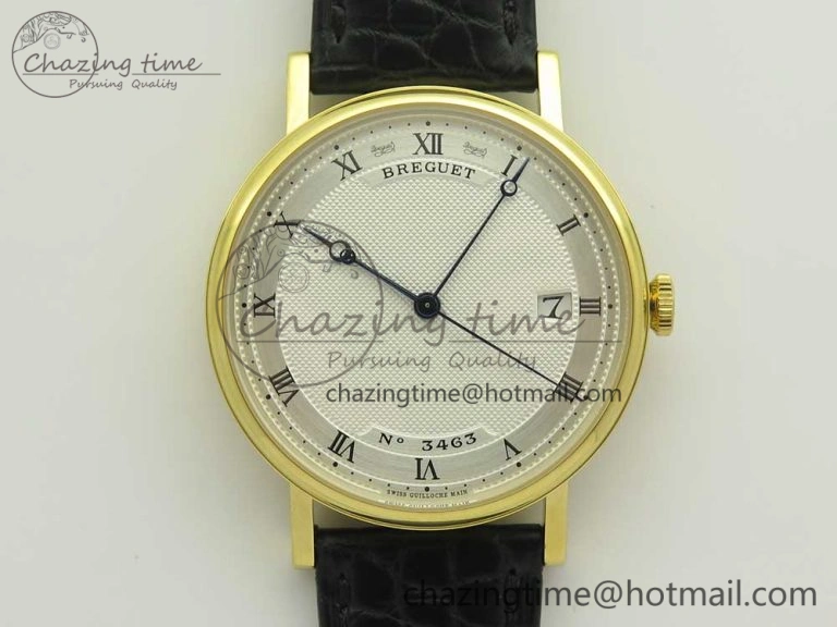 Classique Auto 5177 YG 3463 MK 1:1 Best Edition White Dial Numbers Markers On Black Leather A777Q V Contemporary 5338