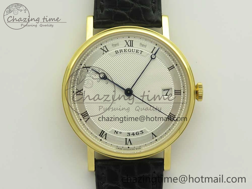 Classique Auto 5177 YG 3463 MK 1:1 Best Edition White Dial Numbers Markers On Black Leather A777Q V Contemporary 5338