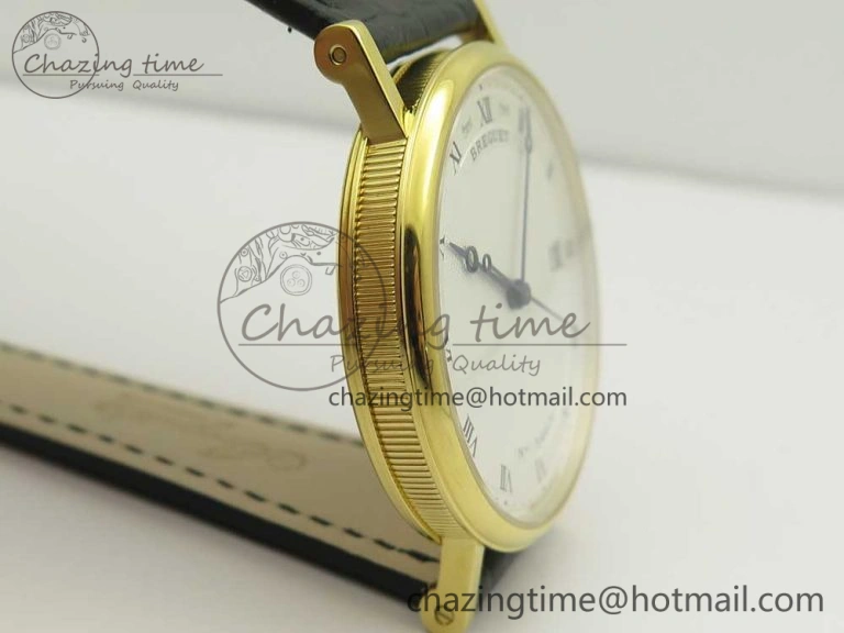 Classique Auto 5177 YG 3463 MK 1:1 Best Edition White Dial Numbers Markers On Black Leather A777Q V Contemporary 5338
