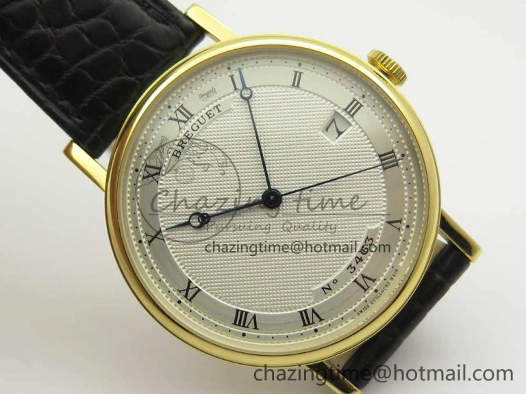 Classique Auto 5177 YG 3463 MK 1:1 Best Edition White Dial Numbers Markers On Black Leather A777Q V Contemporary 5338